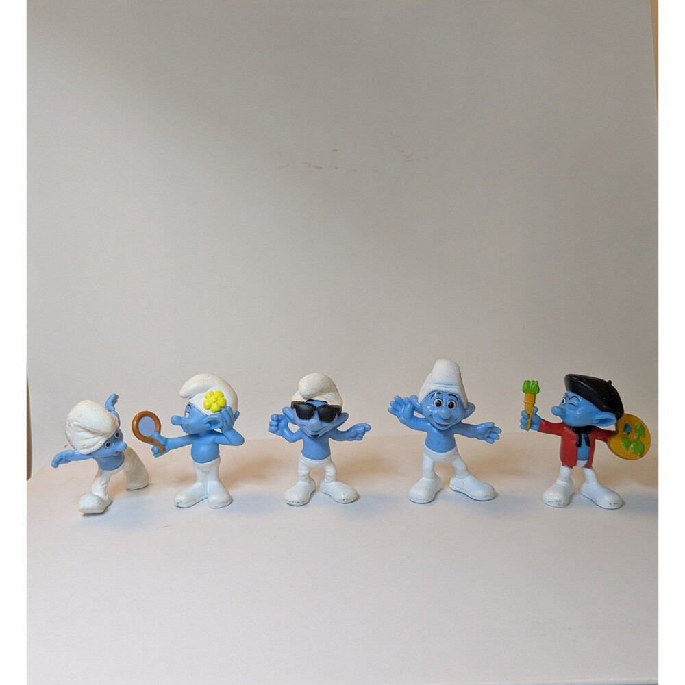 Schleich Smurfs 5 Figure Lot Clumsy Vanity Smooth Crazy Painter PVC 2010s
